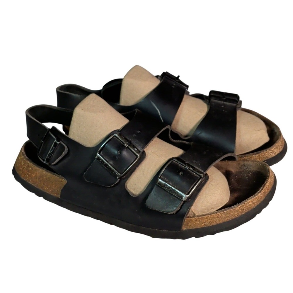 Birkenstock Milano Sandals Womens Size 11 Black Ankle Strap Bohemian READ DESC
